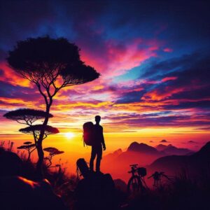 A Silhouette Against A Colorful Sky Attractive Whatsapp Dp